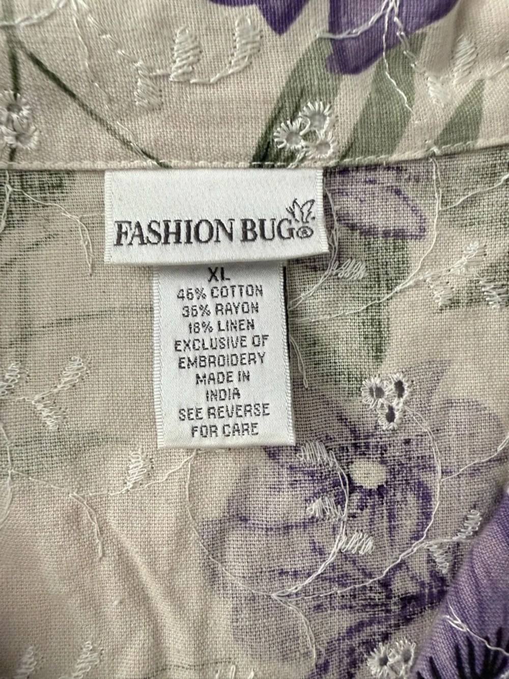 Fashion Bug Lavender Floral Button-Front Camp Shirt - Picture 10 of 11